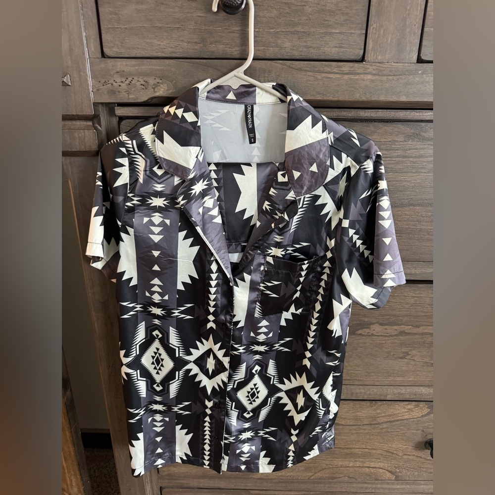 Crazy Train Black and White Geometric Men's Shirt